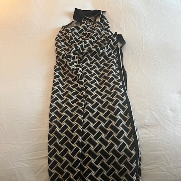 NWT! Collared Sleeveless Vintage Weave Neutral Sweaterknit Midi Wrap Dress - Picture 4 of 5